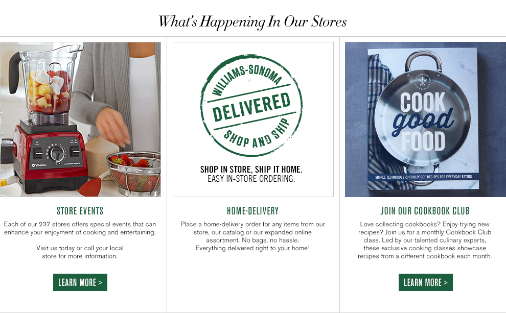 Shop in store, ship it home. Easy in-store ordering. Store Events. Book Signing. Shop in store, ship it home. Easy in-store ordering. Store Events. Book Signing.