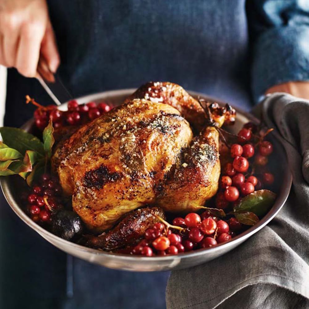 Herbed Roast Chicken with Grapes Img43l