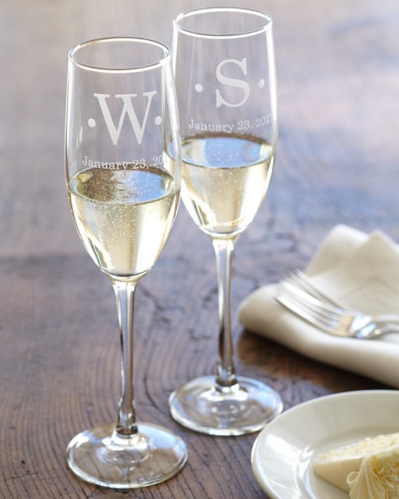 Flora toasting champagne flutes, $50 for set of two at Williams-Sonoma.