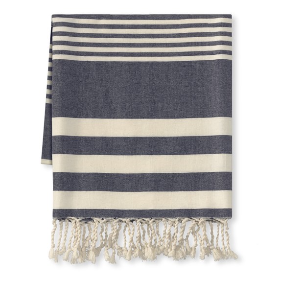 Montauk Lightweight Stripe Throw, Navy WilliamsSonoma