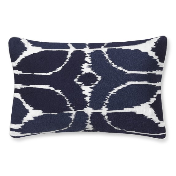 Embroidered Ikat Pillow Cover, Navy WilliamsSonoma