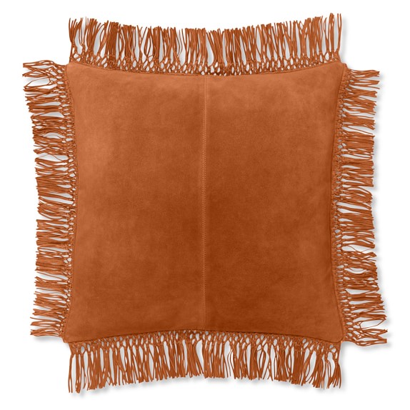 Fringe Edge Suede Pillow Cover, Tangerine WilliamsSonoma