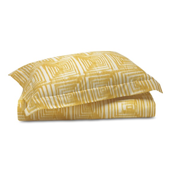 Printed Ikat Grid Bedding, Yellow WilliamsSonoma