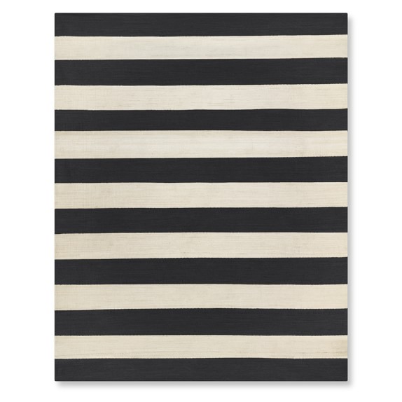 Patio Stripe Indoor/Outdoor Rug, Black WilliamsSonoma