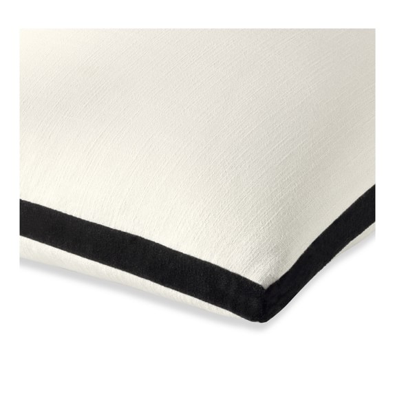 Cotton Pillow Cover with Velvet Gusset, Black WilliamsSonoma