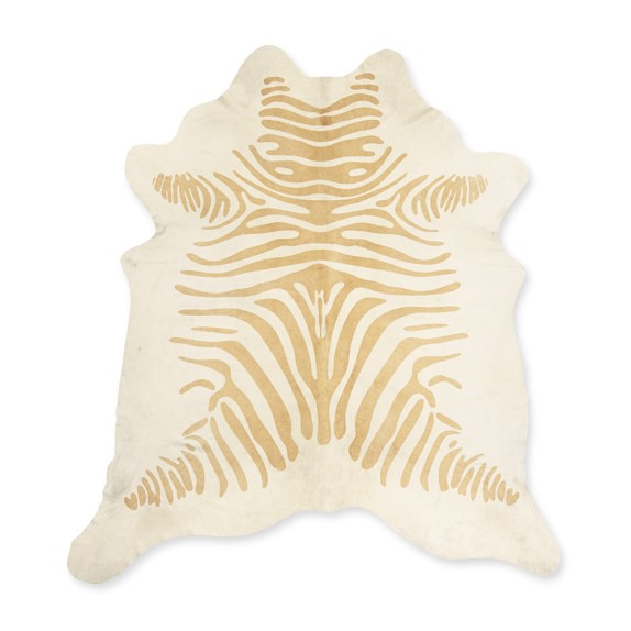 Stenciled Zebra Hair on Hide Rug, Caramel Williams Sonoma