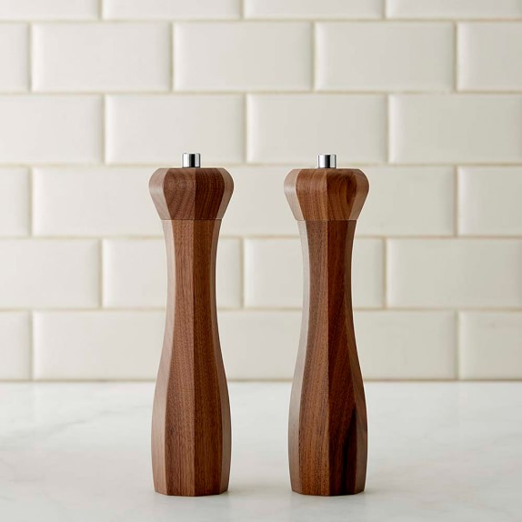 Williams Sonoma Octagonal Walnut Wood Salt & Pepper Mills Williams Sonoma