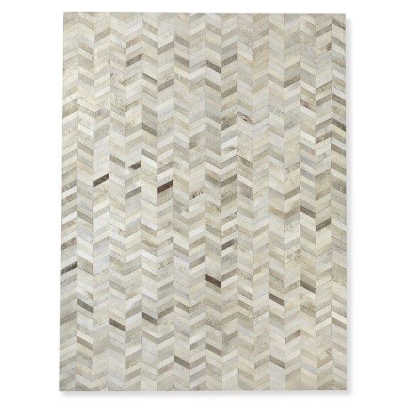 Pieced Chevron Hide Rug, Gray Williams Sonoma