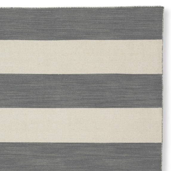 Wide Stripe Dhurrie Rug, Evening Blue Williams Sonoma