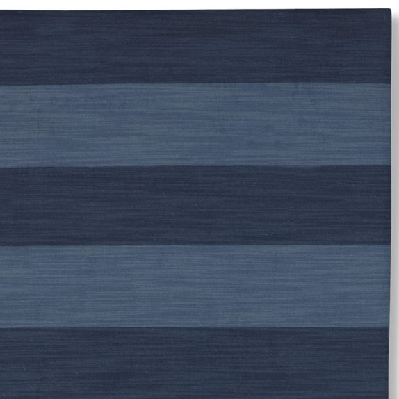 Wide Stripe Dhurrie Rug, Evening Blue Williams Sonoma