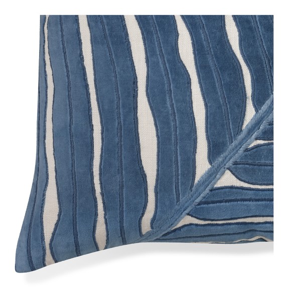 Velvet Leaf Applique Pillow Cover, Blue WilliamsSonoma