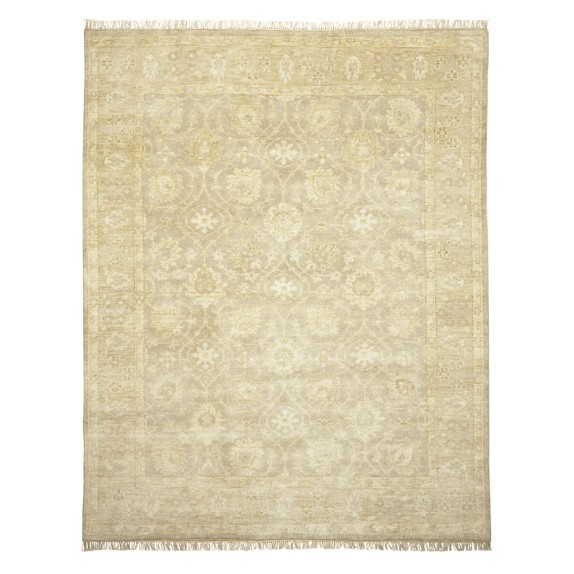Hand Knotted Ivory Blossoms Rug, Ivory/Gray Williams Sonoma