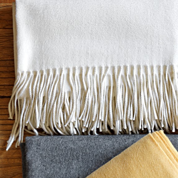 Solid Cashmere Throw, Ivory Williams Sonoma