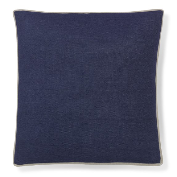 Solid Linen Pillow Cover with Gusset, Navy Williams Sonoma