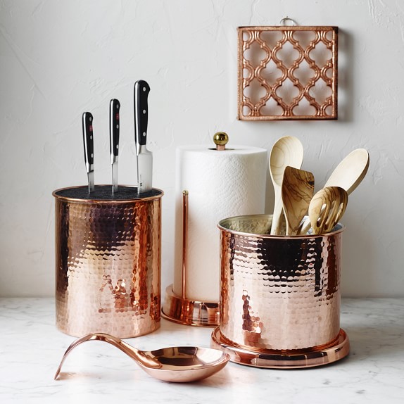 Hammered Copper Partitioned Utensil Holder Williams Sonoma