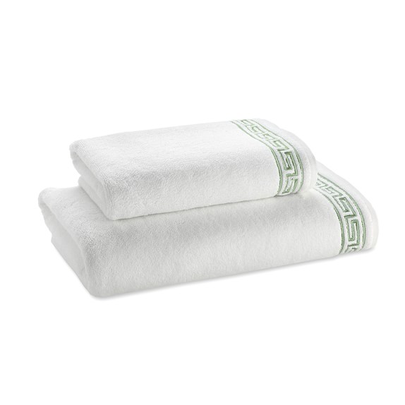 Greek Key Embroidered Towel, Seafoam Williams Sonoma