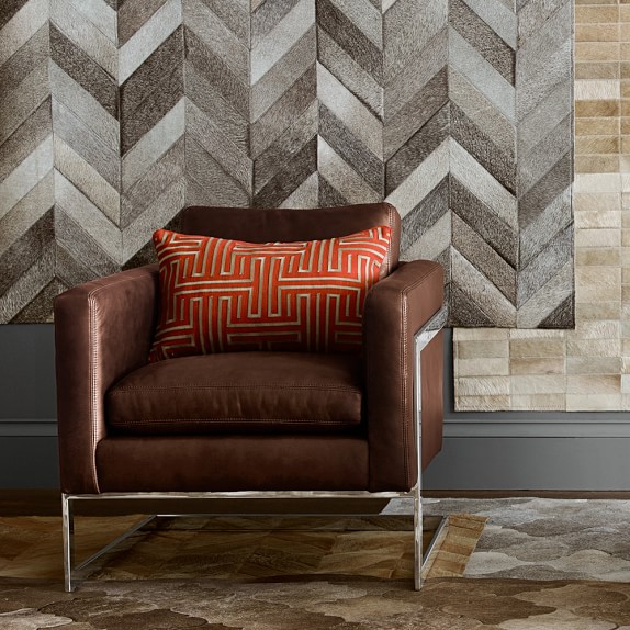 Pieced Chevron Hide Rug, Gray Williams Sonoma