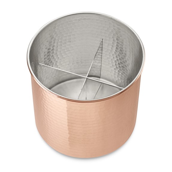 Hammered Copper Partitioned Utensil Holder Williams Sonoma