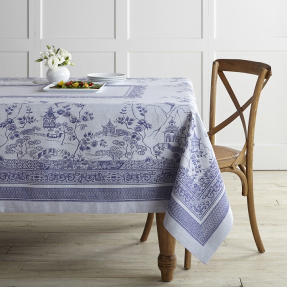 home goods table cloth blue and white lattice