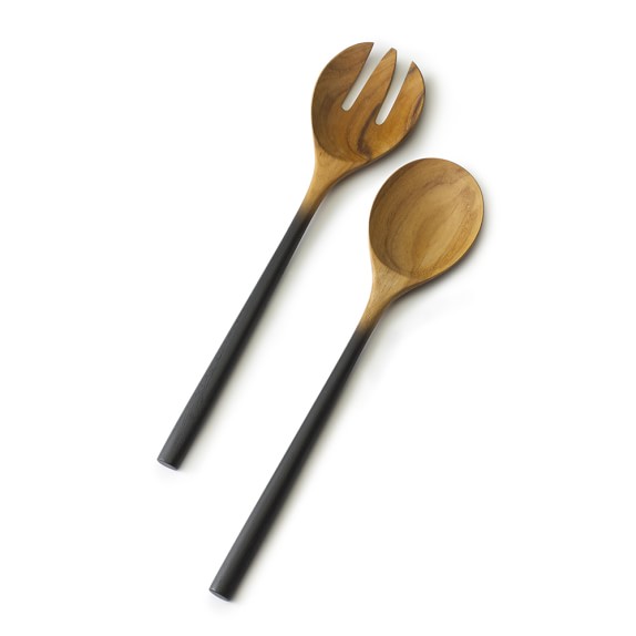 Raven Dark Wood Salad Servers Williams Sonoma