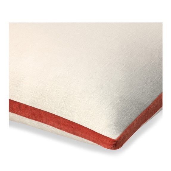 Cotton Pillow Cover with Velvet Gusset, Coral Williams Sonoma