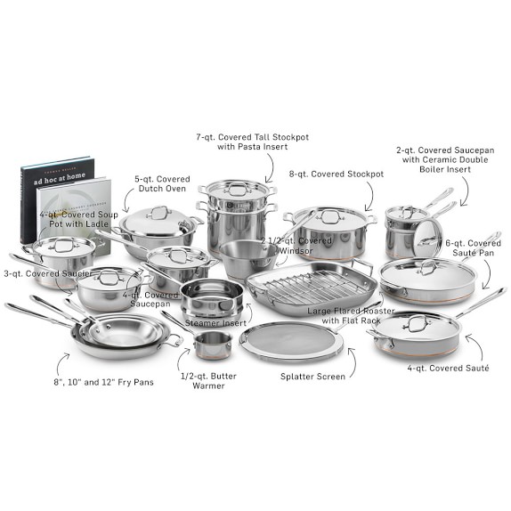 AllClad Copper Core Ultimate 33Piece Cookware Set Williams Sonoma
