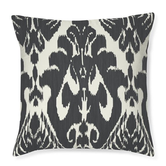 Silk Ikat Medallion Pillow Cover, Gray Williams Sonoma