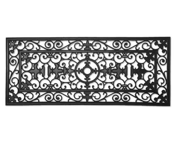 Fleur-de-lys Rubber Doormat, Double Door, 57" x 24"