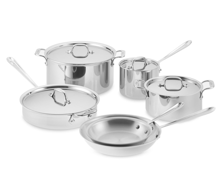 Korkmaz Proline Gold Stainless Steel Cookware Set, European Quality Cooking  Pots with Tempered Glass Lids, 8 Pcs