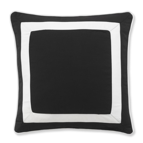 Outdoor Solid Pillow Cover with White Border, Black Williams Sonoma