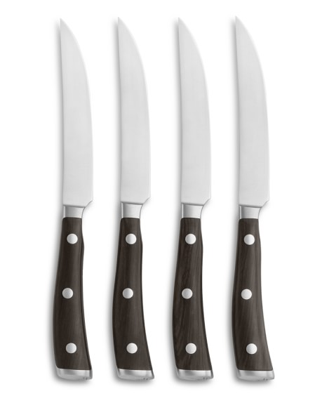 Wüsthof Ikon Blackwood Steak Knives with Care Kit, Set of 4