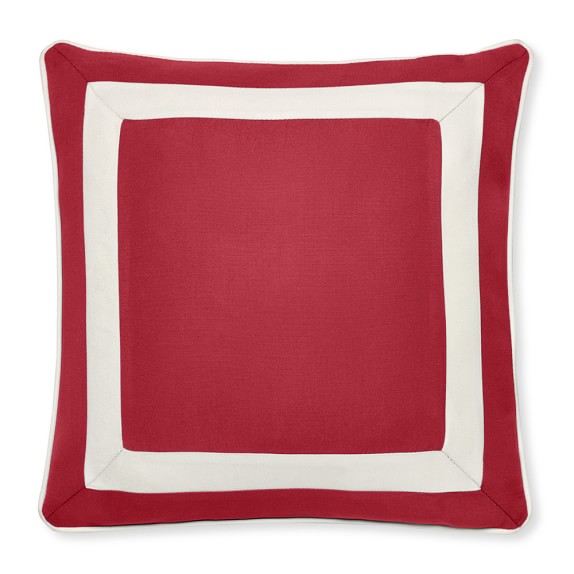 Outdoor Solid Pillow Cover with White Border, Red Williams Sonoma