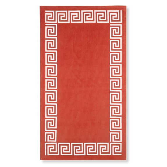 Greek Key Border Beach Towel, Melon Williams Sonoma