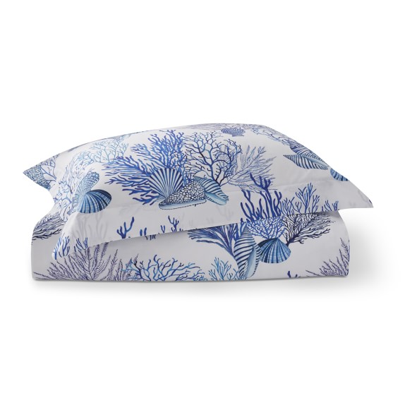 Coral Reef Printed Organic Bedding, Blue Williams Sonoma