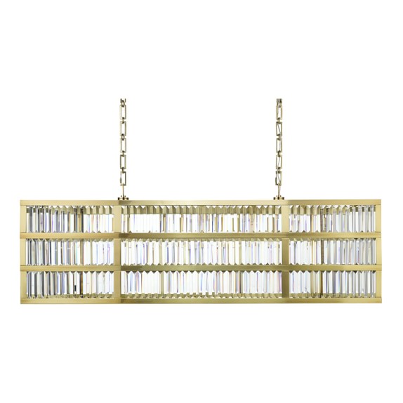 Lamont Crystal Chandelier, 48, Linear, Antique Brass
