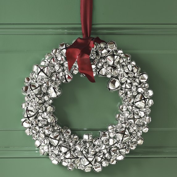 Silver Bell Wreath with Ribbon | Williams-Sonoma