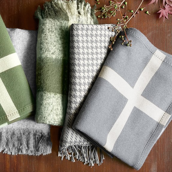 Cashmere and Wool Equestrian Throw, Grey | Williams-Sonoma